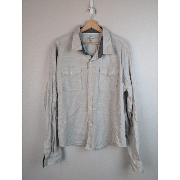 pd&c Shirt Mens 2XL Gray Long Sleeve Button Down Stretch Fabric Casual Top - Picture 1 of 7